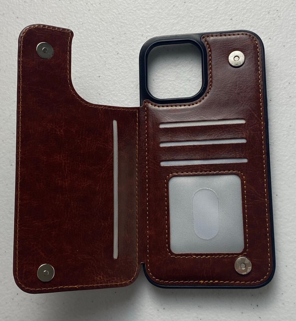 Brown Wallet Leather-like Case for iPhone 12 Snap Closure